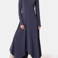 Ursime Casual Cowl Neck Long Sleeve Irregular Hem Maxi Dress