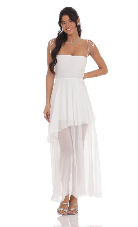 Lucy In The Sky Flow Shimmer A-line Maxi Dress in White