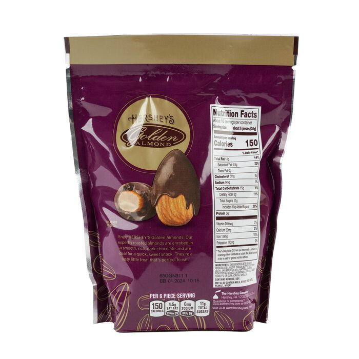 GOLDEN ALMOND Dark Chocolate Covered Almond 16oz Pouch