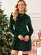 Cupshe Green Sequin Embellished Long Sleeve Mini Dress