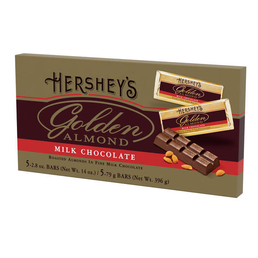 GOLDEN ALMOND Milk Chocolate 14oz Box of Five 2.8oz Candy Bars