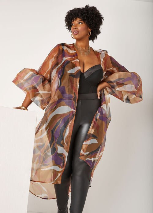 Ashley Stewart Swirl Print Organza Duster (x2)