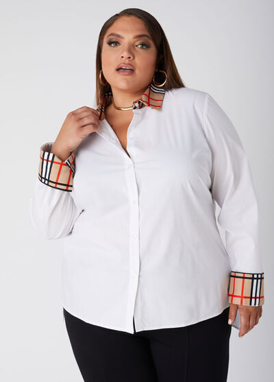 Ashley Stewart Plaid Paneled Poplin Shirt (x2)