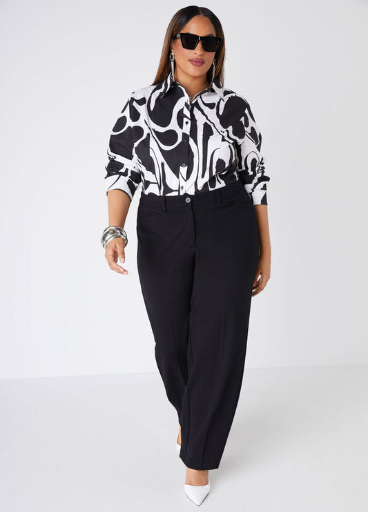 Ashley Stewart Abstract Cotton Blend Shirt (x2)