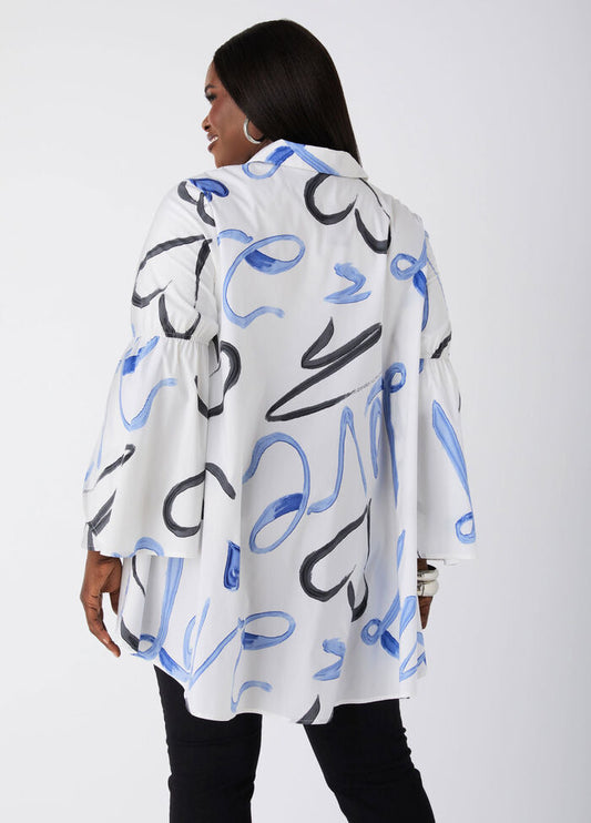 Ashley Stewart Love Print Hi Low Shirt (x2)