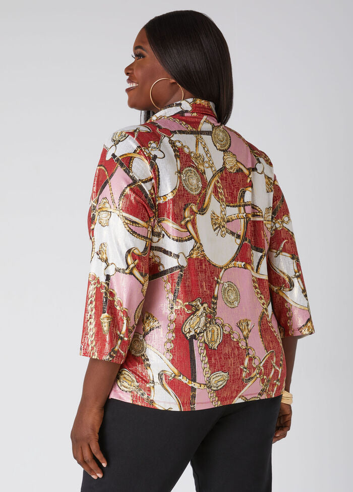 Ashley Stewart Foiled Status Print Shirt (x2)