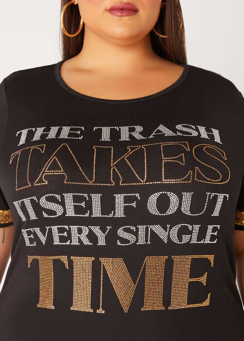 Ashley Stewart Trash Embellished Paneled Tee (x2)