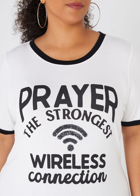 Ashley Stewart Wifi Prayer Embellished Tee (x2)