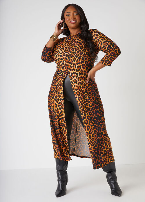 Ashley Stewart Leopard Print Split Front Duster (x2)