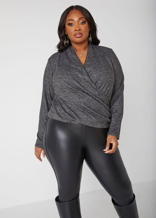 Ashley Stewart Hacci Knit Faux Wrap Top (x2)