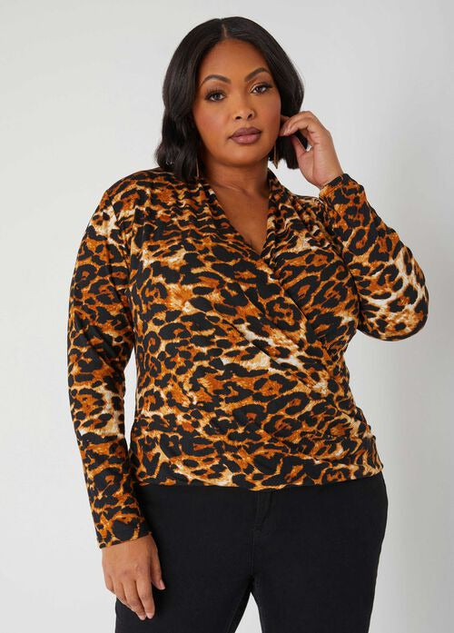 Ashley Stewart Animal Print Faux Wrap Top (x2)