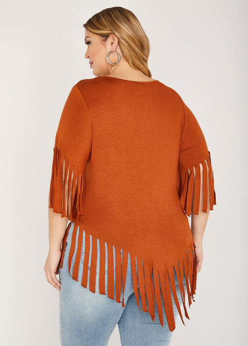 Ashley Stewart Cowboy Fringed Graphic Tee (x2)