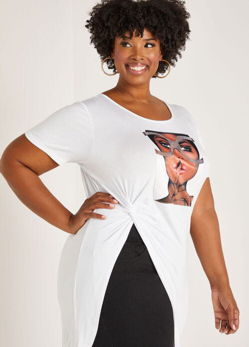 Ashley Stewart Hush Queen Embellished Graphic Top (x2)