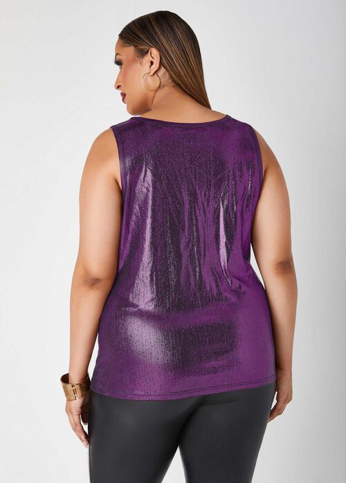 Ashley Stewart Foiled Textured Knit Tank (x2)