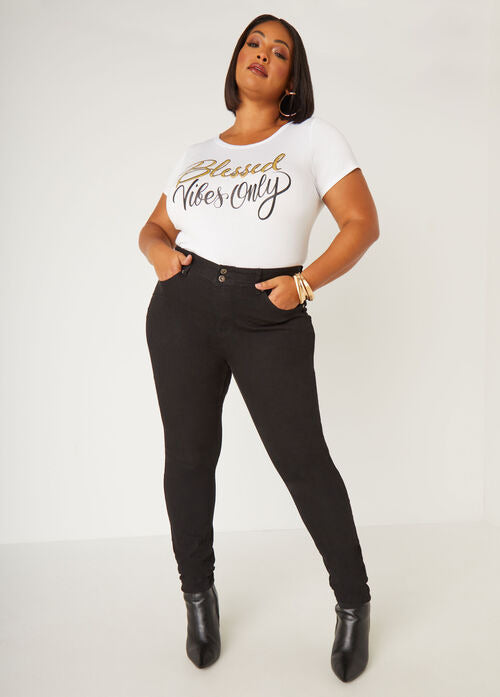 Ashley Stewart Blessed Vibes Only Graphic Tee (x2)