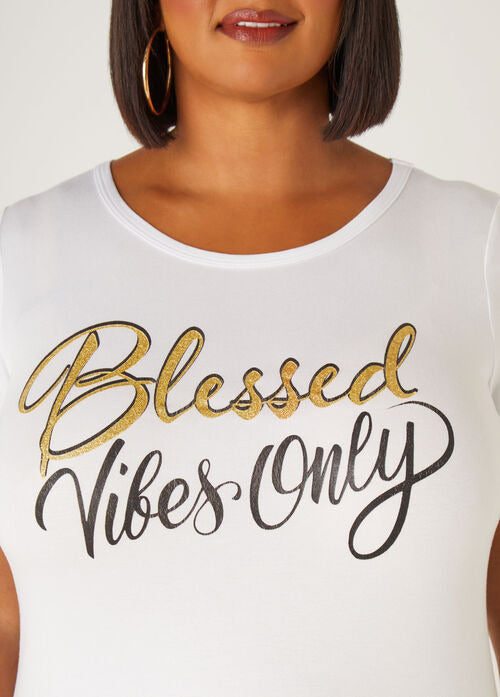 Ashley Stewart Blessed Vibes Only Graphic Tee (x2)