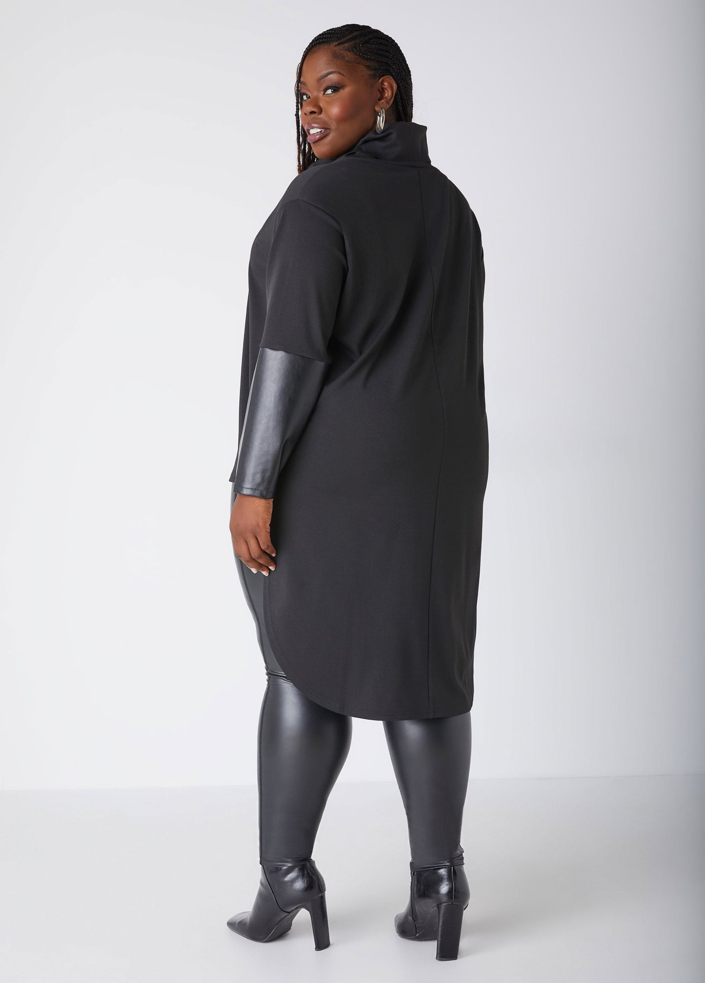 Ashley Stewart Faux Leather Paneled Hi Low Tunic (x2)