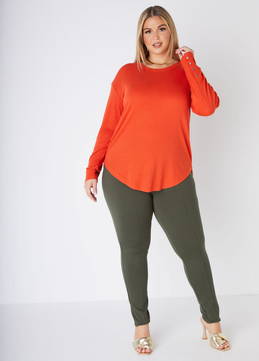 Ashley Stewart Snap Detailed Ribbed Tee (x2)