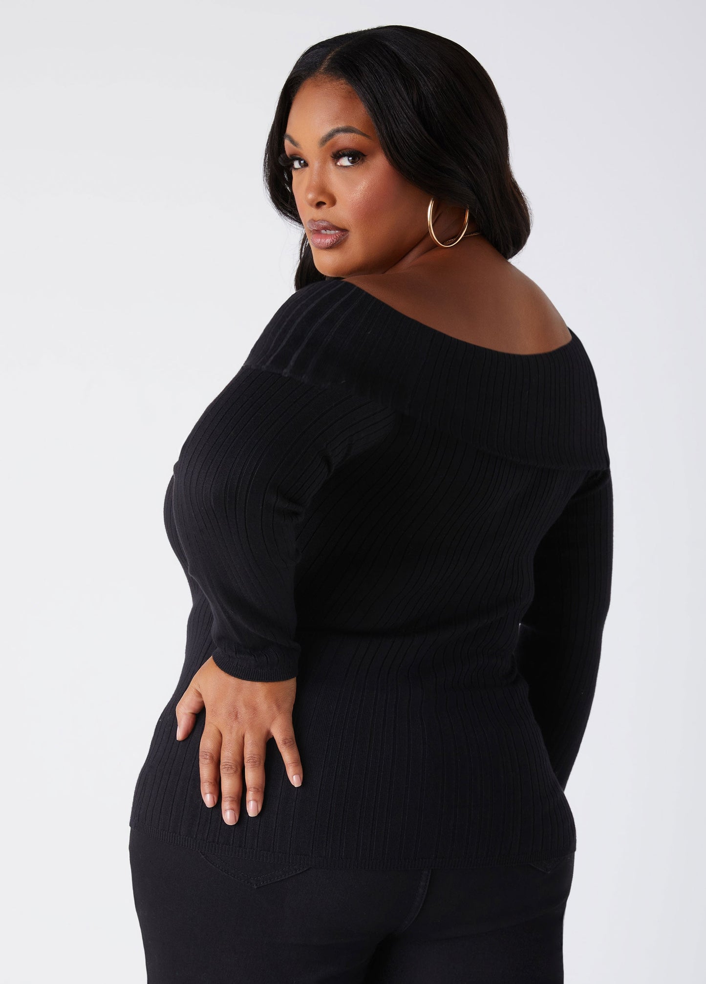 Ashley Stewart Off The Shoulder Ribbed Sweater (x2)