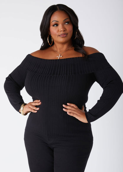 Ashley Stewart Off The Shoulder Ribbed Sweater (x2)