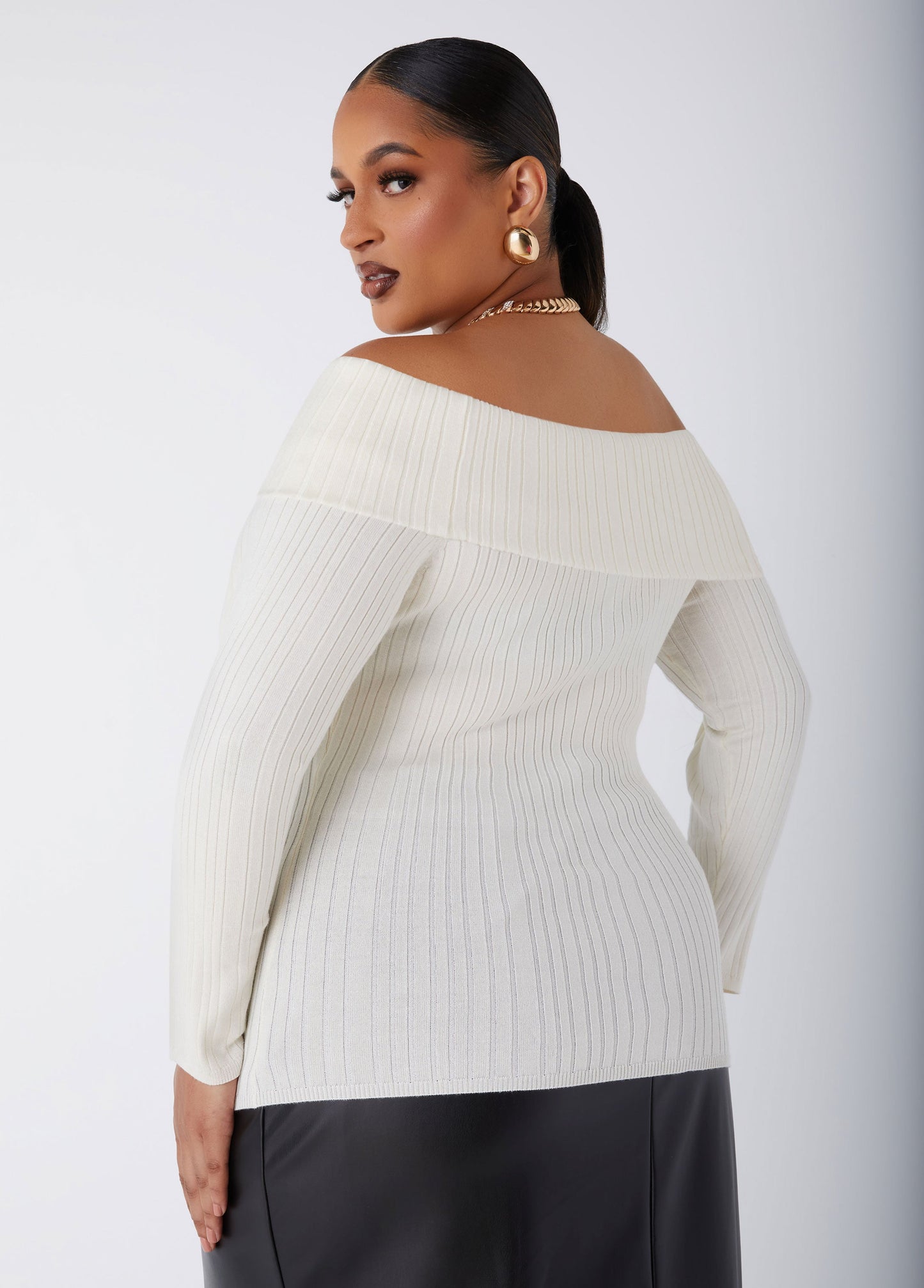 Ashley Stewart Off The Shoulder Ribbed Sweater (x2)