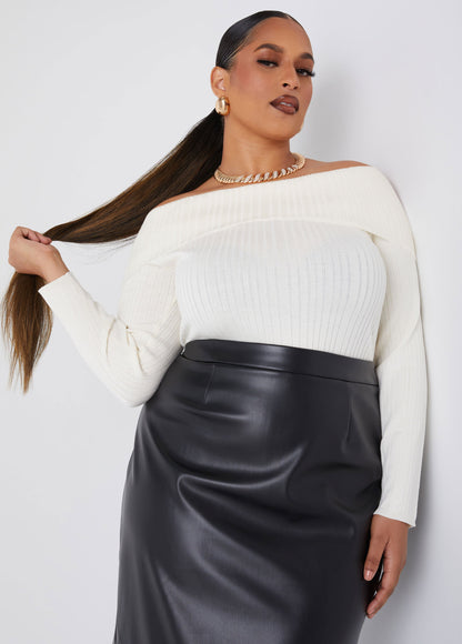 Ashley Stewart Off The Shoulder Ribbed Sweater (x2)