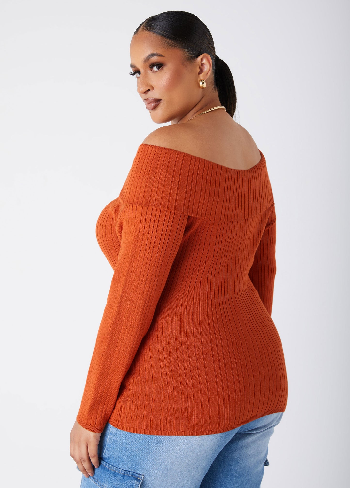 Ashley Stewart Off The Shoulder Ribbed Sweater (x2)