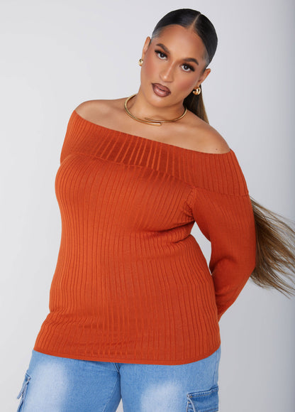 Ashley Stewart Off The Shoulder Ribbed Sweater (x2)