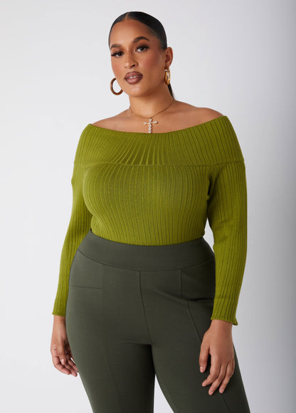 Ashley Stewart Off The Shoulder Ribbed Sweater (x2)