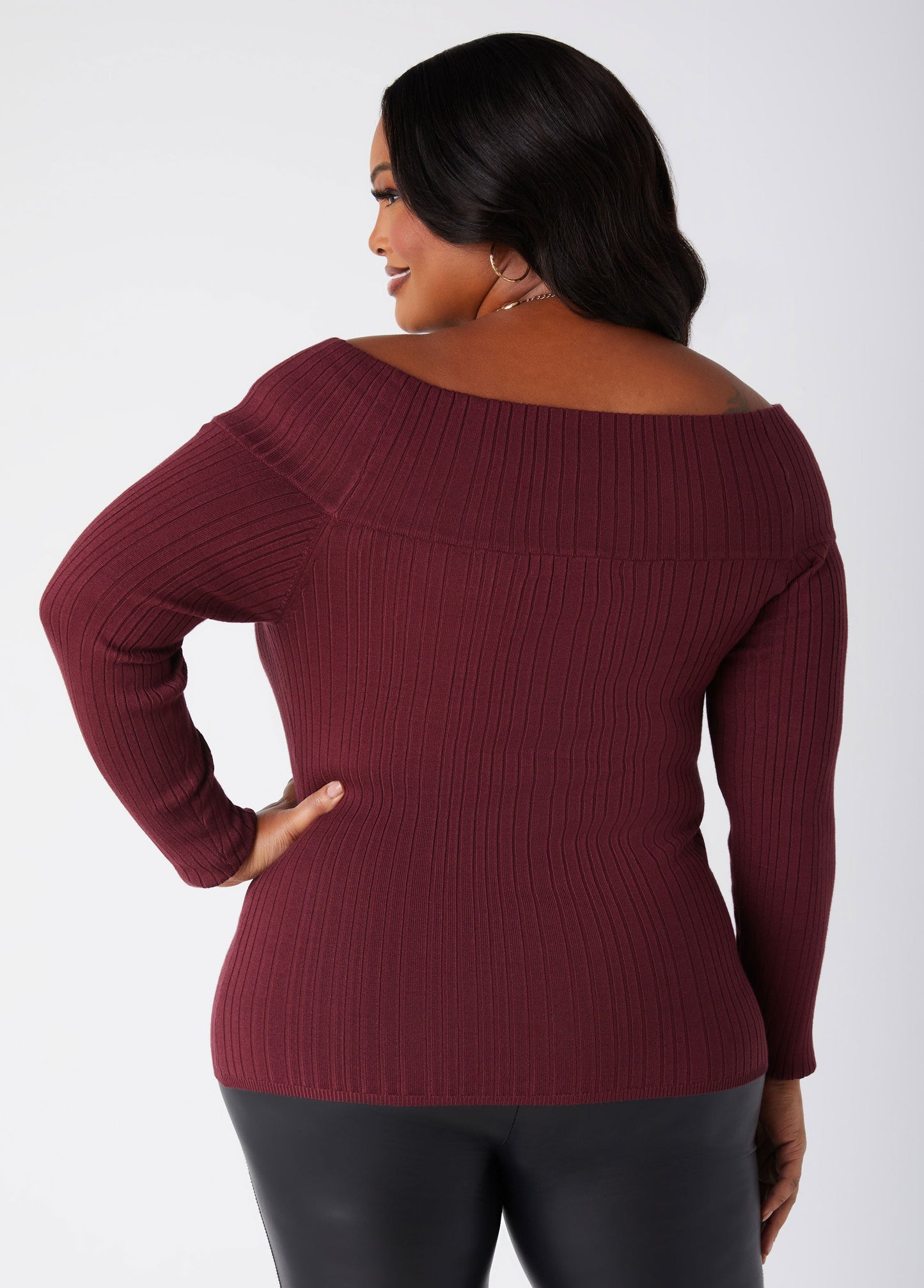 Ashley Stewart Off The Shoulder Ribbed Sweater (x2)