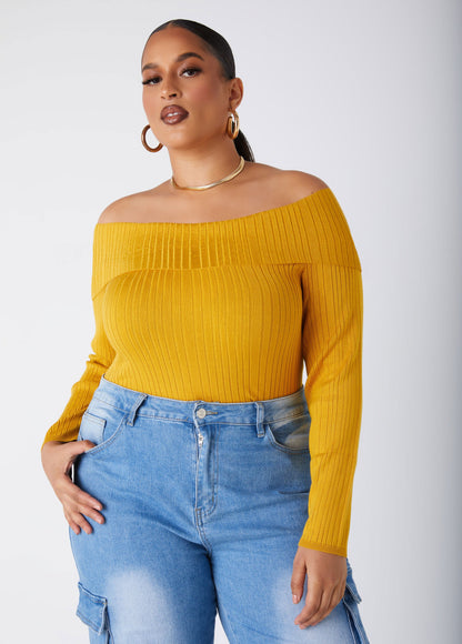 Ashley Stewart Off The Shoulder Ribbed Sweater (x2)