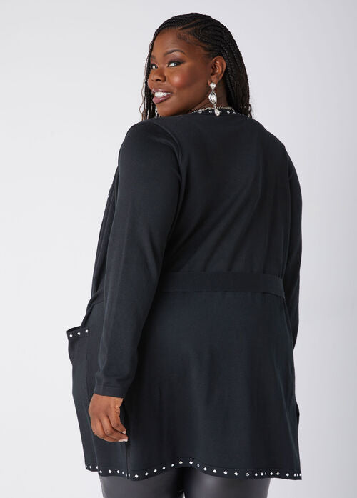 Ashley Stewart Belted Crystal Cardigan