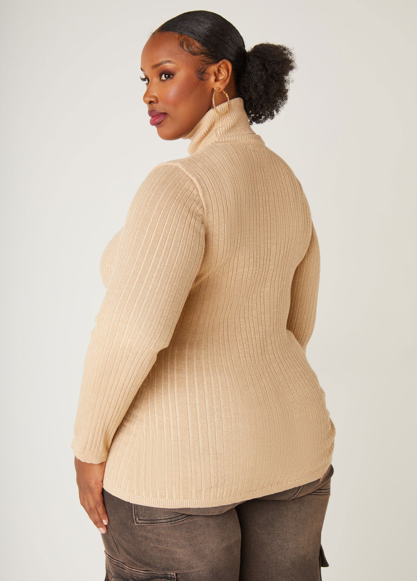 Ashley Stewart Lurex Ribbed Turtleneck Sweater (x2)