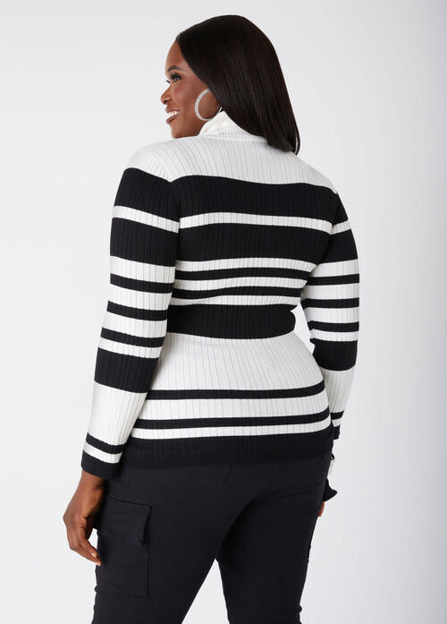 Ashley Stewart Striped Pullover Turtleneck Sweater (x2)