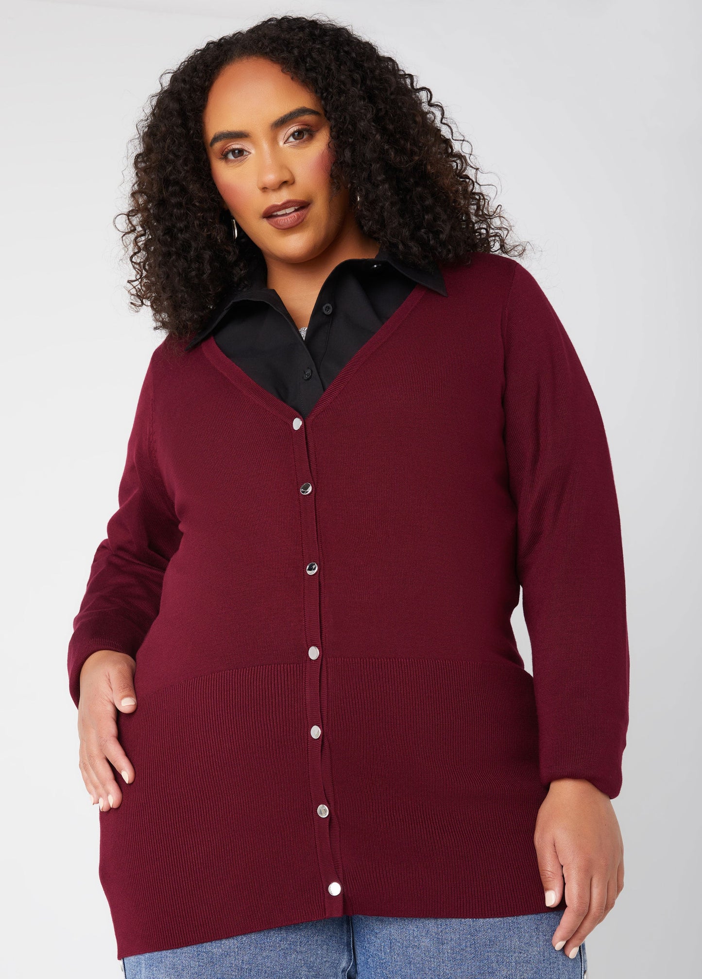 Ashley Stewart Buttoned Front V Neck Cardigan (x2)