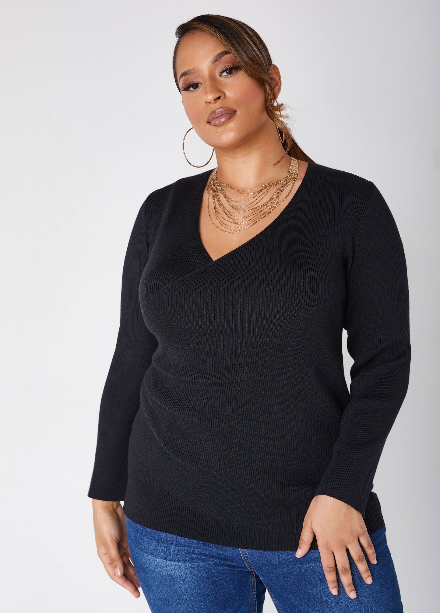 Ashley Stewart Ribbed Faux Wrap Top (x2)