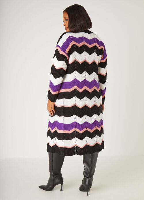 Ashley Stewart Zig Zag Intarsia Cardigan