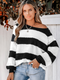 Cupshe Striped Raglan Sleeve Fuzzy Knit Sweater (x2)