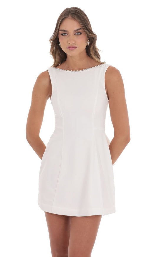 Lucy In The Sky Attachable Pearl Fishtail Dress in White