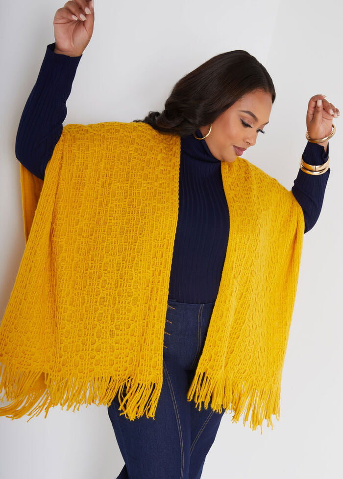 Ashley Stewart Fringed Open Knit Ruana (x2)