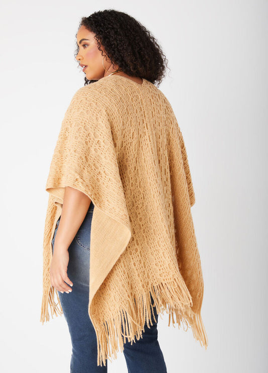 Ashley Stewart Fringe Open Knit Ruana (X2)