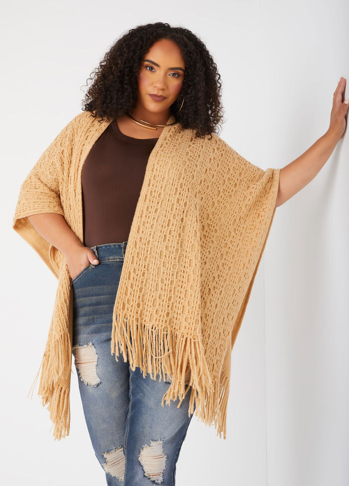 Ashley Stewart Fringe Open Knit Ruana (X2)