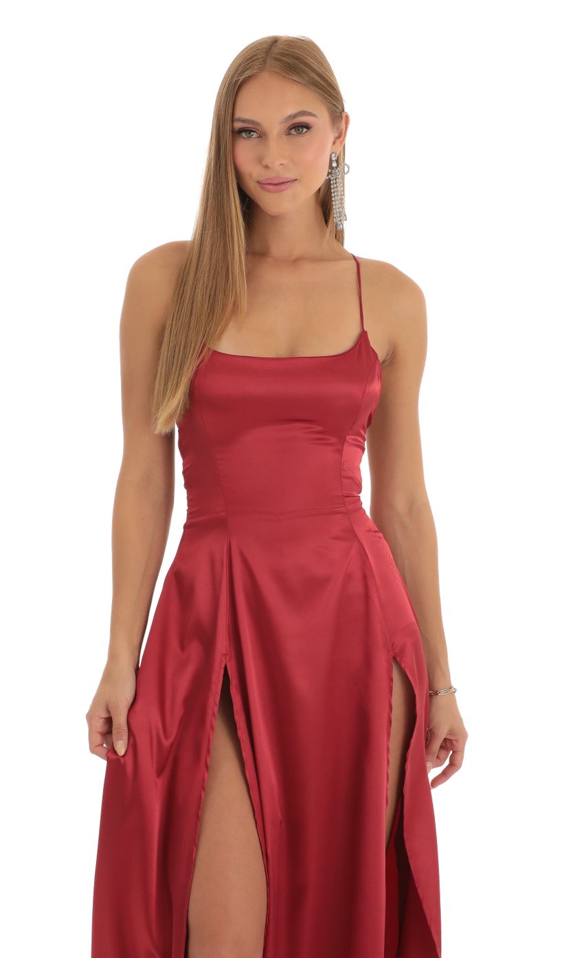 Lucy In The Sky Slit Maxi Dress in Red