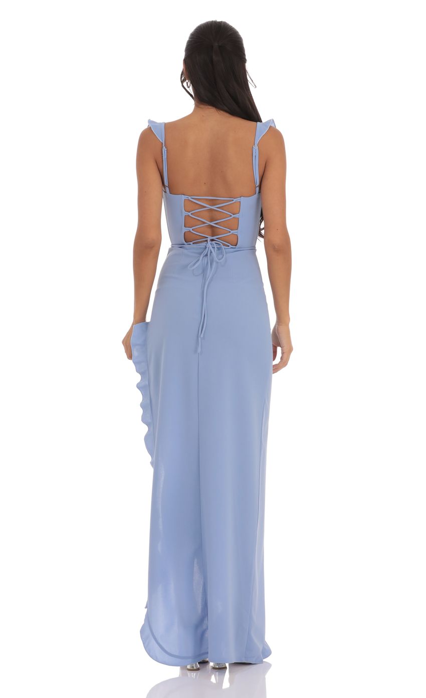 Lucy in the Sky Ruffle Maxi Dress in Powder Blue