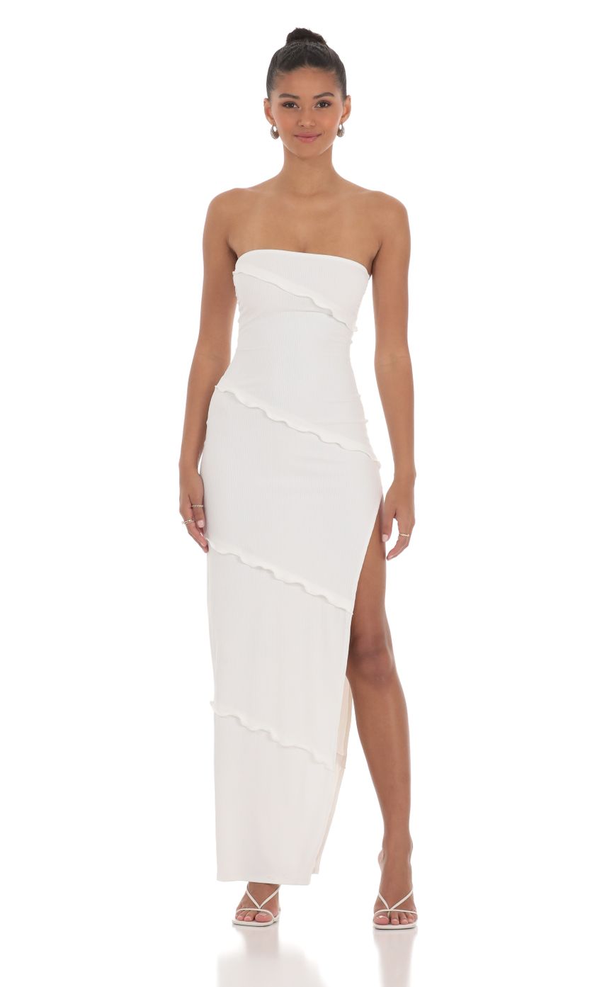 Lucy In The Sky Ruffle Strapless Dress in White