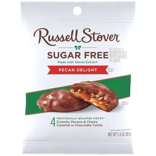 Russell Stover Chocolates Sugar Free Pecan Delight in Chocolate Candy, 2.4 oz bag