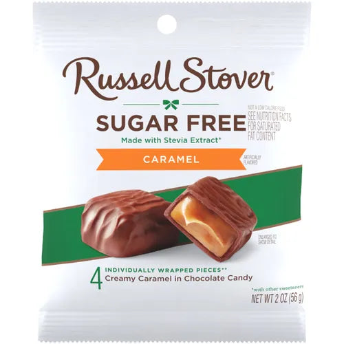 Russell Stover Chocolates Sugar Free Caramels Candies, 2 oz bag