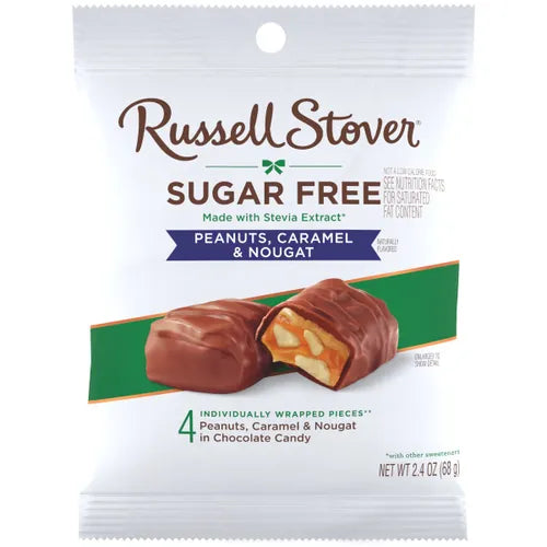 Russell Stover Chocolates Sugar Free Peanut, Caramel & Nougat Candies, 2.4 oz bag