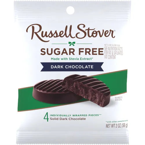 Russell Stover Chocolates Sugar Free Dark Chocolate Candy Medallions, 2 oz bag