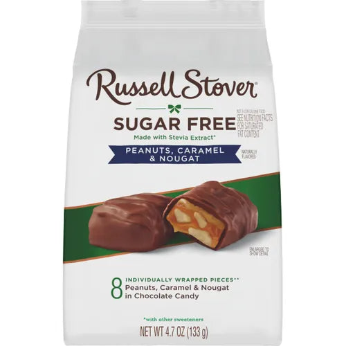 Russell Stover Chocolates Sugar Free Peanut Caramel and Nougat Mini Chocolate Candies, 4.7 oz bag